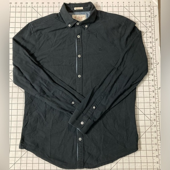 Original Penguin Men’s Medium Black Heritage Slim Fit Button Down Shirt - Picture 1 of 7